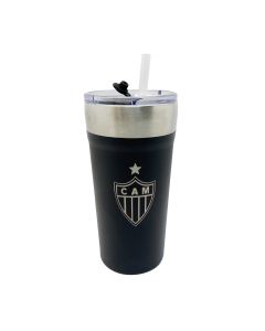 COPO TÉRMICO 500ML COM CANUDO PRETO - Atlético Mineiro