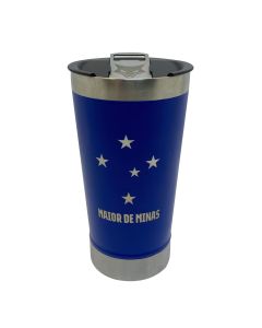 COPO TÉRMICO 500ml COM ABRIDOR AZUL - Cruzeiro
