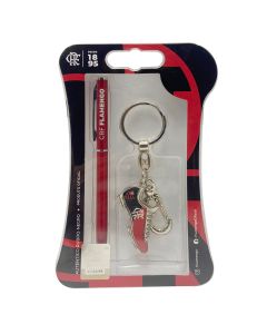 KIT CANETA E CHAVEIRO CHUTEIRA NO BLISTER - Flamengo