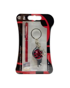 KIT CANETA E CHAVEIRO CORTADOR NO BLISTER - Flamengo