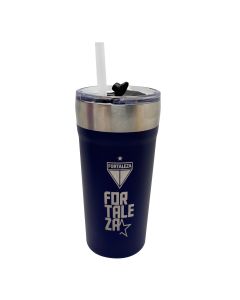 COPO TÉRMICO 500ML COM CANUDO AZUL - Fortaleza