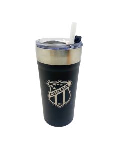 COPO TÉRMICO 500ML COM CANUDO PRETO - Ceará
