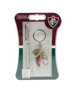 KIT CANETA E CHAVEIRO CHUTEIRA NO BLISTER - Fluminense