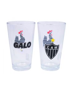 JOGO COM 2 COPOS DE VIDRO 475ml - Atlético Mineiro