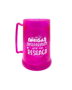 MINI CANECA GEL PEÇA ROSA 300ML - AMIGAS INSEPARÁVEIS