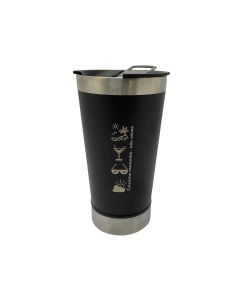 COPO TÉRMICO 500ml COM ABRIDOR PRETO - COLECIONE MOMENTOS