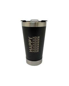 COPO TÉRMICO 500ml COM ABRIDOR PRETO - HAPPY HOUR