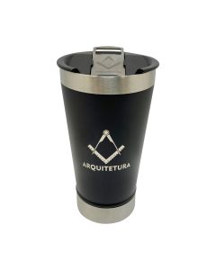 COPO TÉRMICO 500ML COM ABRIDOR PRETO - ARQUITETURA