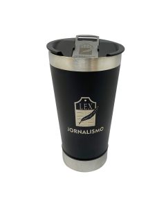 COPO TÉRMICO 500ML COM ABRIDOR PRETO - JORNALISMO