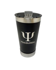 COPO TÉRMICO 500ML COM ABRIDOR PRETO - PSICOLOGIA