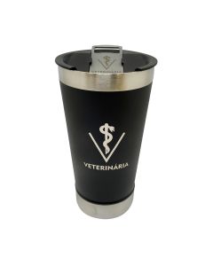 COPO TÉRMICO 500ML COM ABRIDOR PRETO - VETERINÁRIA