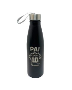 GARRAFA INOX PRETA 750ML COM ALÇA - Pai Camisa 10