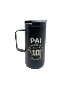 CANECA TÉRMICA 350ML PRETA COM ALÇA - Pai Camisa 10