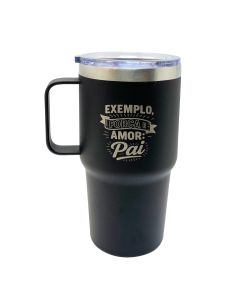 CANECA TÉRMICA PRETA 700ML - Exemplo, Força e Amor: Pai