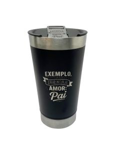 COPO TÉRMICO PRETO 500ml COM ABRIDOR - Exemplo, Força e Amor: Pai