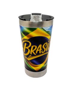 COPO TÉRMICO 500ml COM ABRIDOR BANDEIRA BRASIL - Brasil