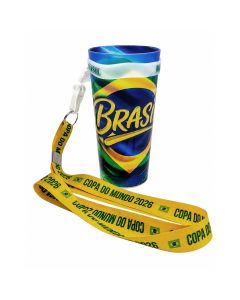 COPO DE PLÁSTICO 400ML COM TIRANTE DE PESCOÇO BANDEIRA DO BRASIL - Brasil